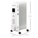 HOMCOM 1630W White Oil Filled Radiator, 7 Fin Portable Heater W/ Timer Remote Control