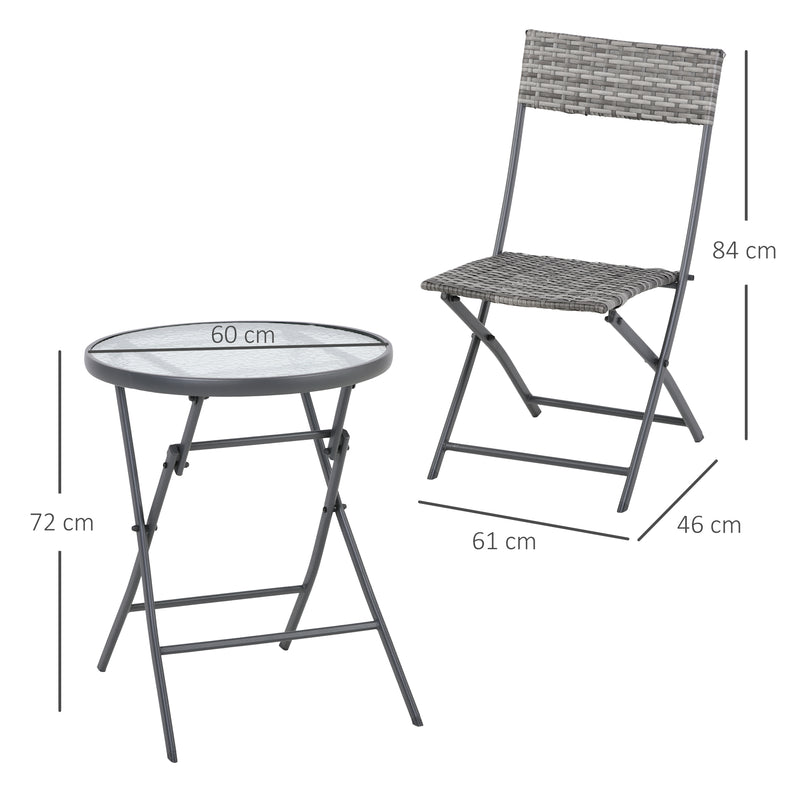 Outsunny Rattan Bistro Set - Grey