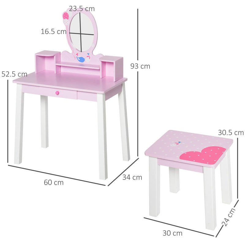 HOMCOM Kids Dressing Table Set