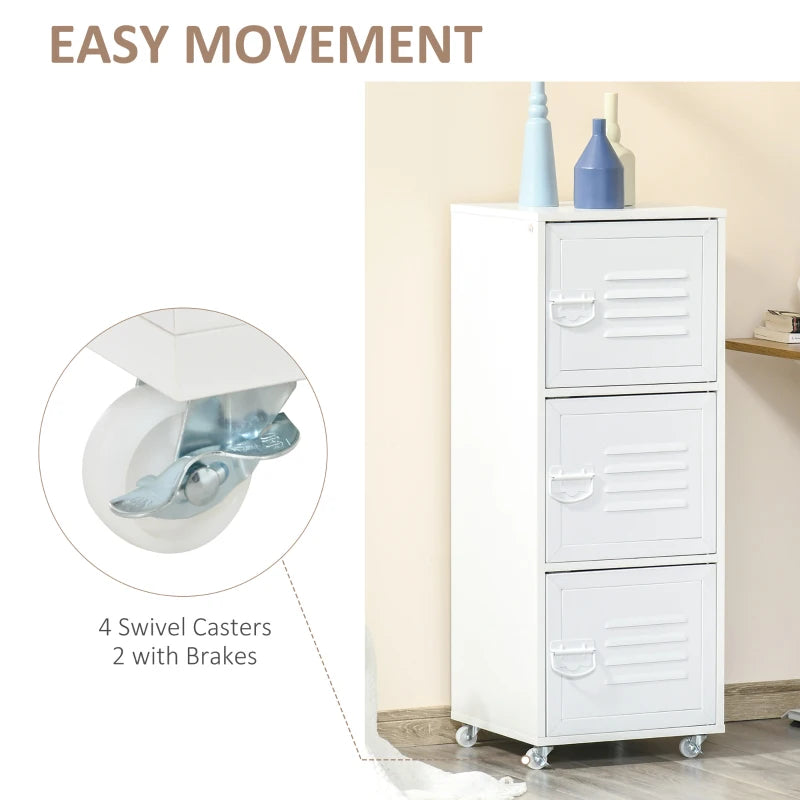 HOMCOM Filing Cabinet with Metal Door 103x38x38cm White