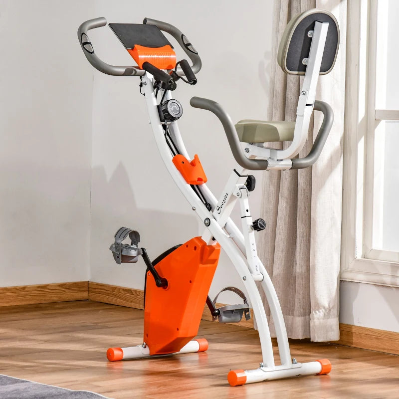 HOMCOM Folding Exercise Bike - White & Orange