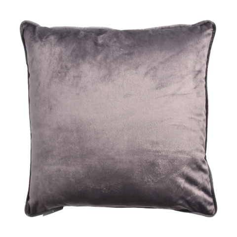 French Velvet Piped Edge Cushion 55 x 55cm - Granite