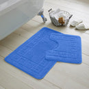 Greek Key Blue Patterned 2 Piece Bath Mat Set