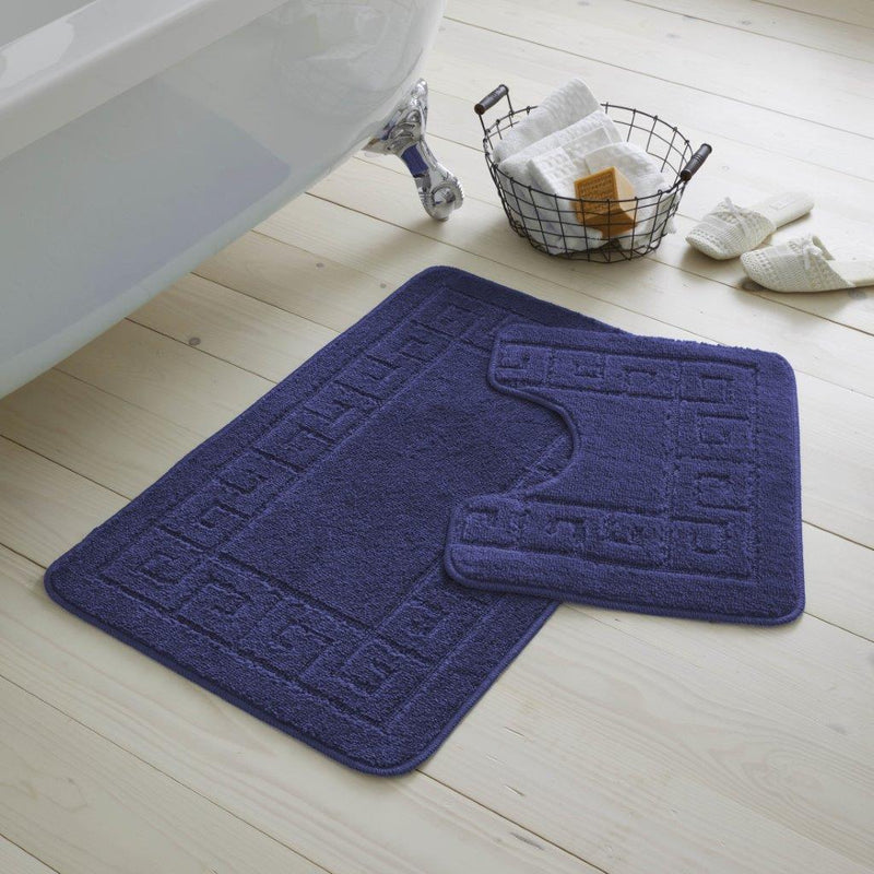 Greek Key Patterned 2 Piece Bath Mat Set