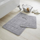 Greek Key Silver Patterned 2 Piece Bath Mat Set