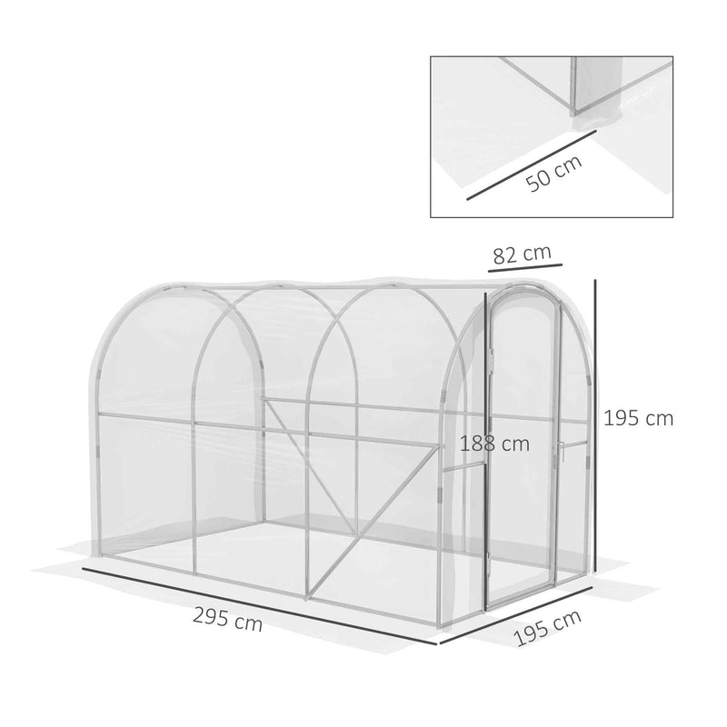 Outsunny 3 x 2 x 2m Polytunnel Greenhouse with Door, Galvanised Steel Frame
