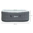Outsunny Inflatable Hot Tub Spa Square for 4-6 People 180cm - Grey