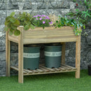 Outsunny Raised Garden Bed with Legs and Storage Shelf Elevated Wooden Planter Box
