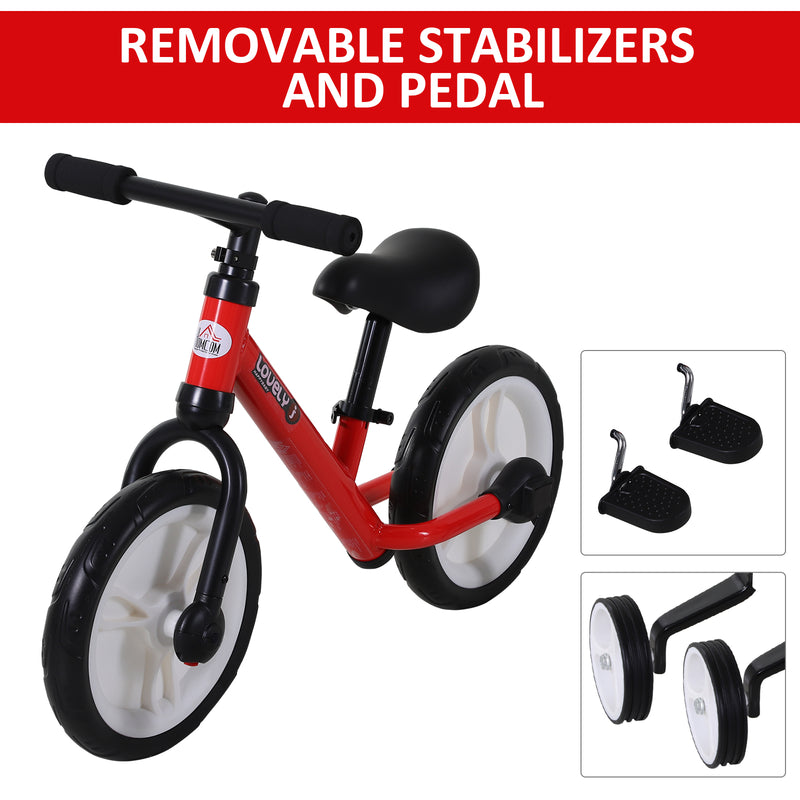 Toddler Balance Bike with Stabalisers - Red