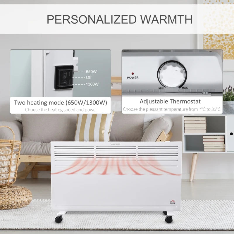 HOMCOM Convector Radiator Heater Freestanding or Wall-mounted w/ Adjustable Thermostat