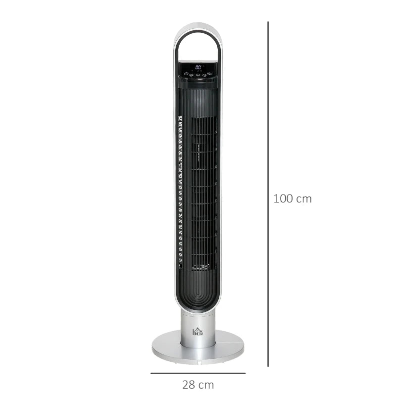 HOMCOM Anion Tower Fan 39" 100cm with 3 Speeds and Timer - Silver