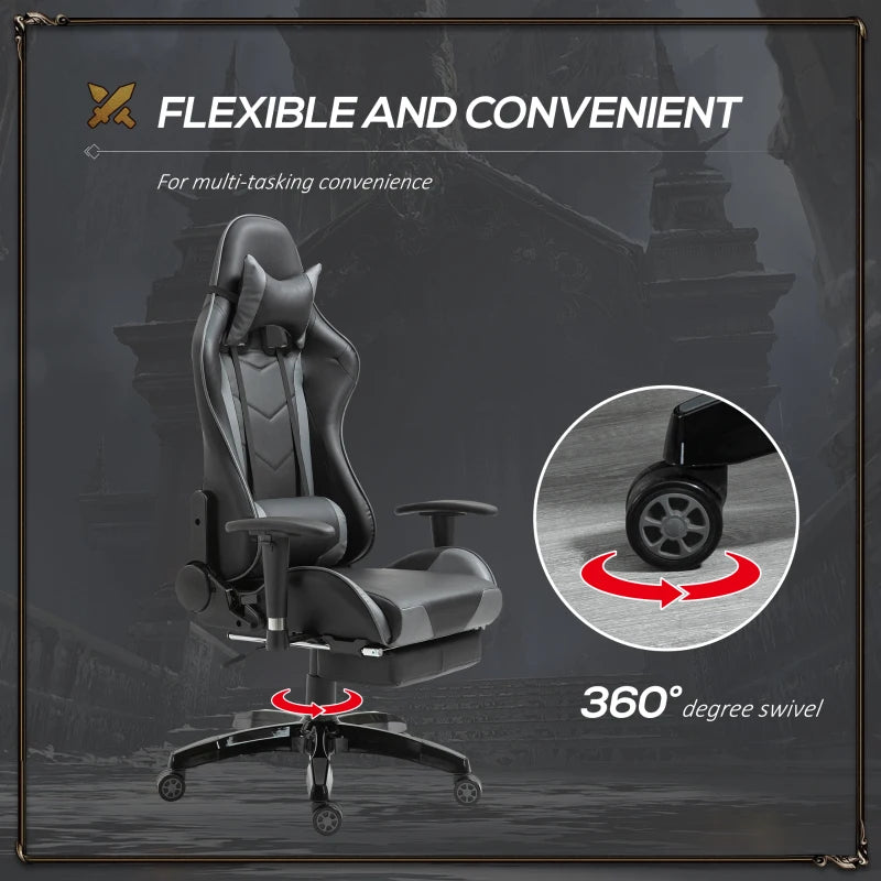 HOMCOM Gaming Chair with Backrest Grey