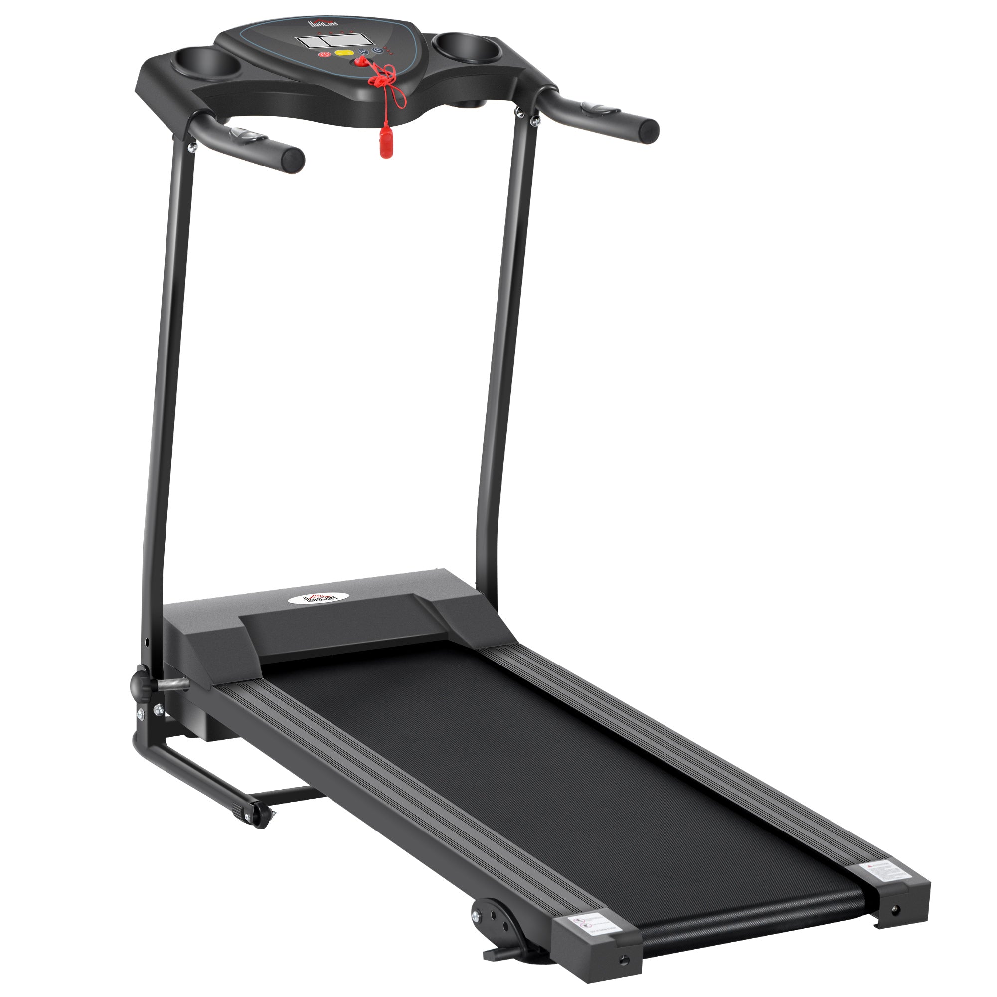 Jog Machine HOMCOM Foldable Motorised Treadmill, Indoor Running Machine w/ LCD Dis