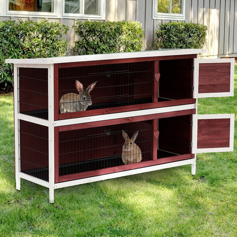 Pawhut Rabbit Hutch  Brown