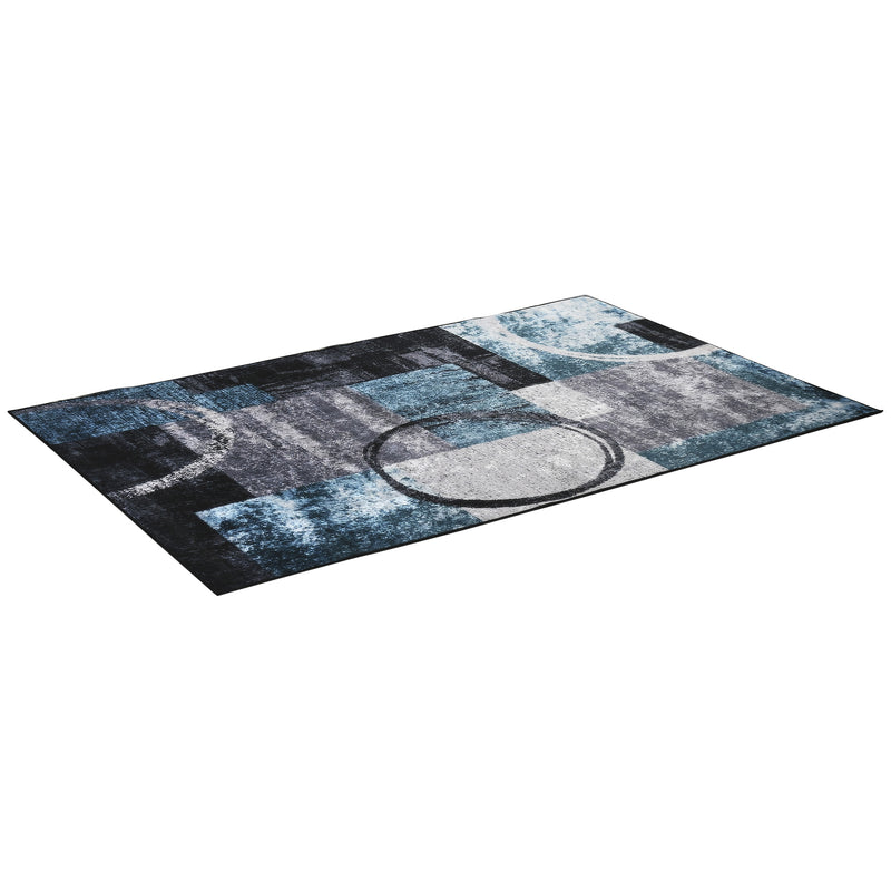 HOMCOM Large Blue Area Rug, Geometric Carpet for Living Room Bedroom, 160x230cm