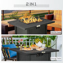 Outsunny 40,000 BTU Gas Firepit Table with Protective Cover, Spark Guard