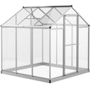 Outsunny 6x6ft Aluminium Greenhouse with/ Door Window Galvanized Base PC Panel