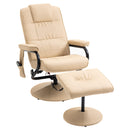 HOMCOM Massage Recliner Chair Cushioned Ottoman 10 Point Vibration Cream
