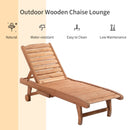 Outsunny Wooden Sun Lounger Outdoor Patio Sun Bed Adjustable w/ Pull-out Table