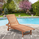 Outsunny Wooden Sun Lounger Outdoor Patio Sun Bed Adjustable w/ Pull-out Table