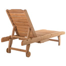 Outsunny Wooden Sun Lounger Outdoor Patio Sun Bed Adjustable w/ Pull-out Table