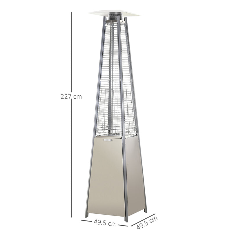 Outsunny Stainless Steel Outdoor Garden Pyramid Patio Heater with Wheels and Rain Cover - Silver