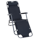 Outsunny 2 in 1 Outdoor Folding Sun Lounger w/ Adjustable Back and Pillow Black