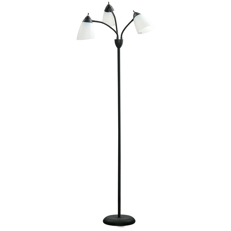 HOMCOM Tree Floor Lamp with 3 Adjustable Light, Industrial Standing Lamp, Black