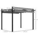 Outsunny 3 x 3(m) Pergola with Retractable Roof and Aluminium Frame, Grey