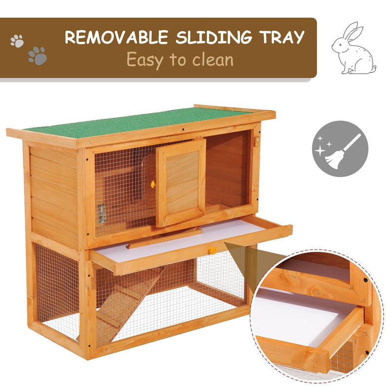 PawHut-2 Tier Rabbit Hutch