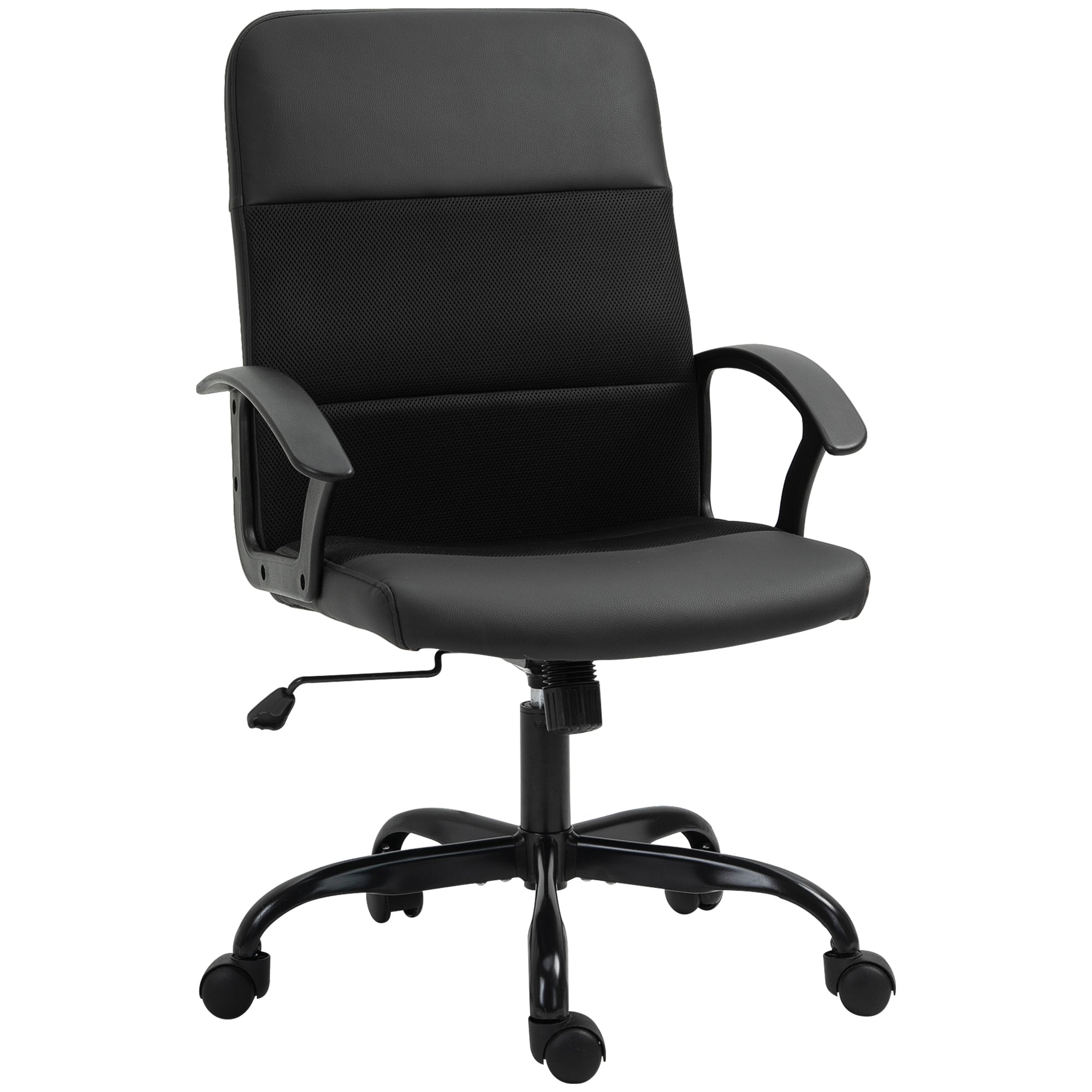 Vinsetto PVC Leather & Mesh Panel Office Chair Swivel Seat w/ Padding