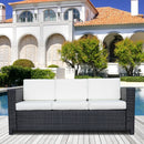 Outsunny-3 Seater Rattan Sofa Water Resistant Cushions - Brown