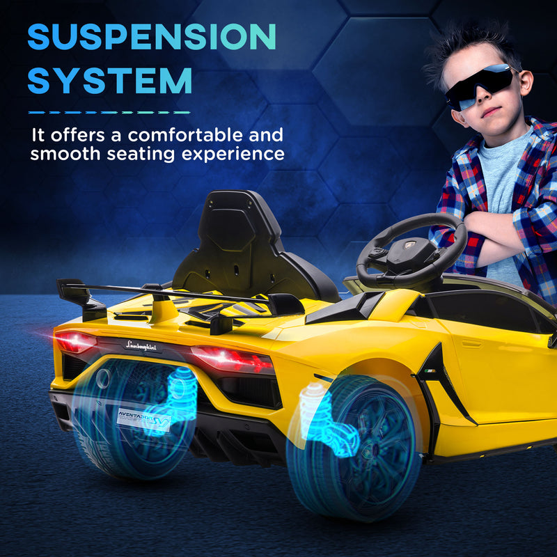 HOMCOM Lamborghini Aventador Licensed 12V Kids Electric Ride On Car - Yellow