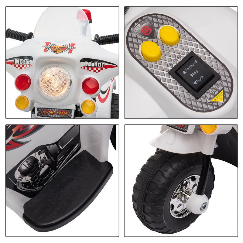 HOMCOM Kids Electric Ride On Motorcycle Bike 6v - White
