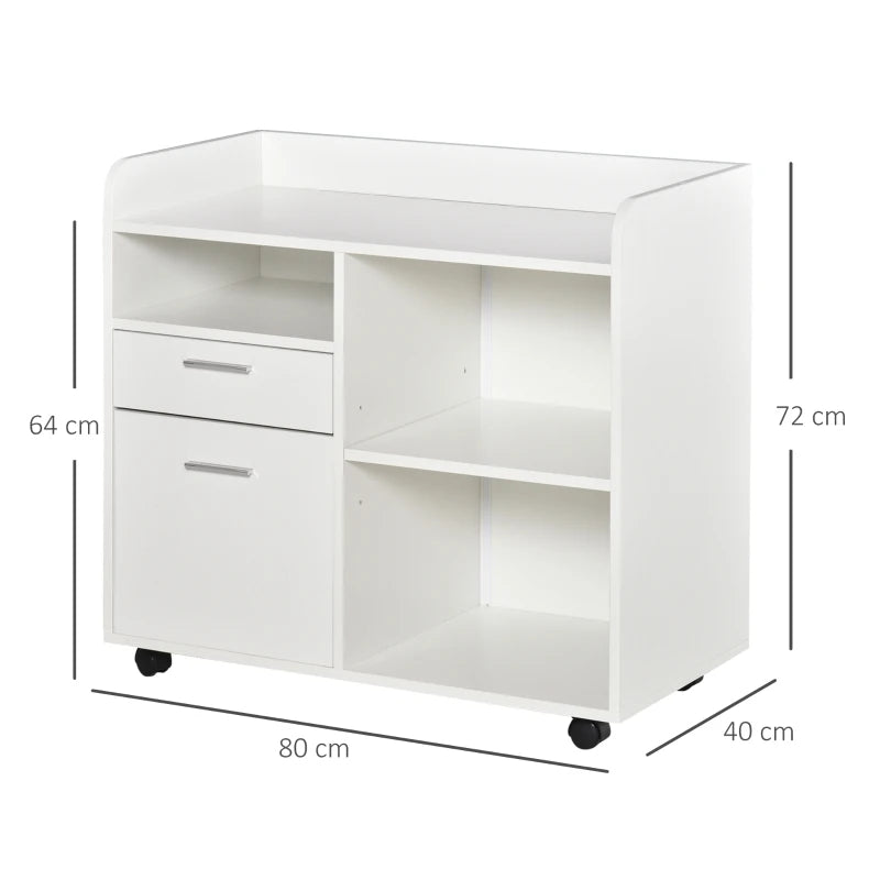 Vinsetto Printer Stand with Open Storage Shelves White