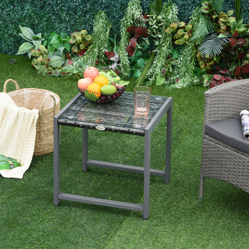 Outsunny Garden Rattan Coffee Table - Grey