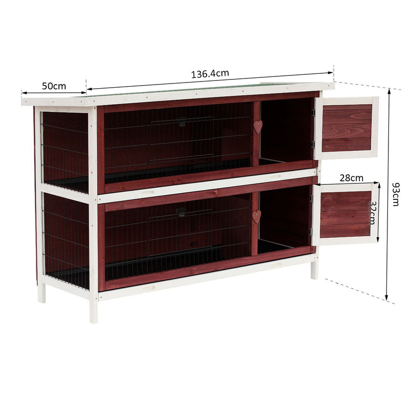 Pawhut Rabbit Hutch  Brown