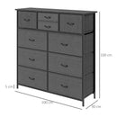 HOMCOM Bedroom Chest of Drawers Fabric Dresser w/ Foldable Drawers Black