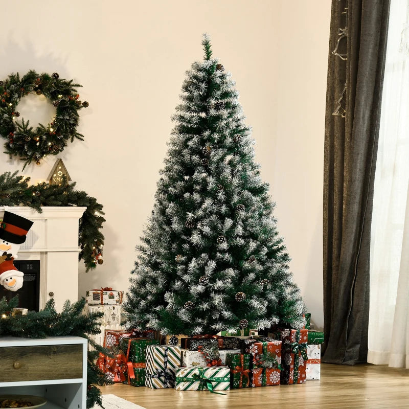 HOMCOM Christmas Tree Slim 6' with Pinecones