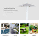 Outsunny 2.5m Wood Garden Parasol Sun Shade Patio Outdoor Wooden Umbrella Canopy