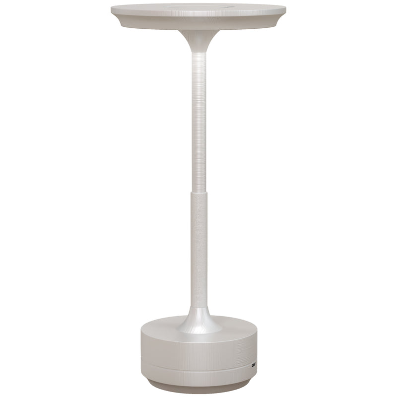 HOMCOM Silver Cordless Table Lamp with 4000mAh Rechargeable Battery, 3 Colour, Touch LED Lamp for Bedroom Living Room
