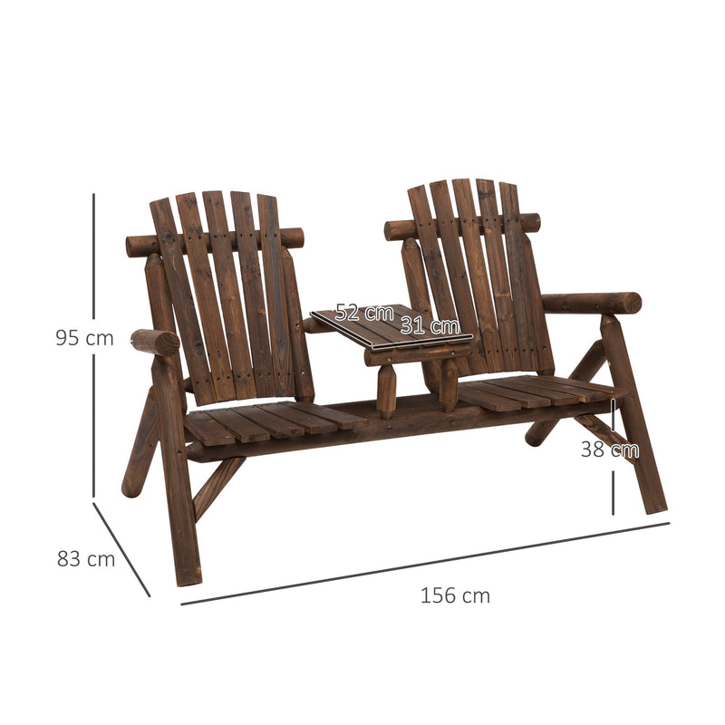 Outsunny Adirondack style Garden Bench - Carbonised