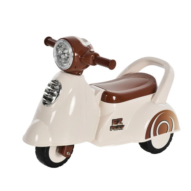 Kids Manual Ride On Moped Scooter - White
