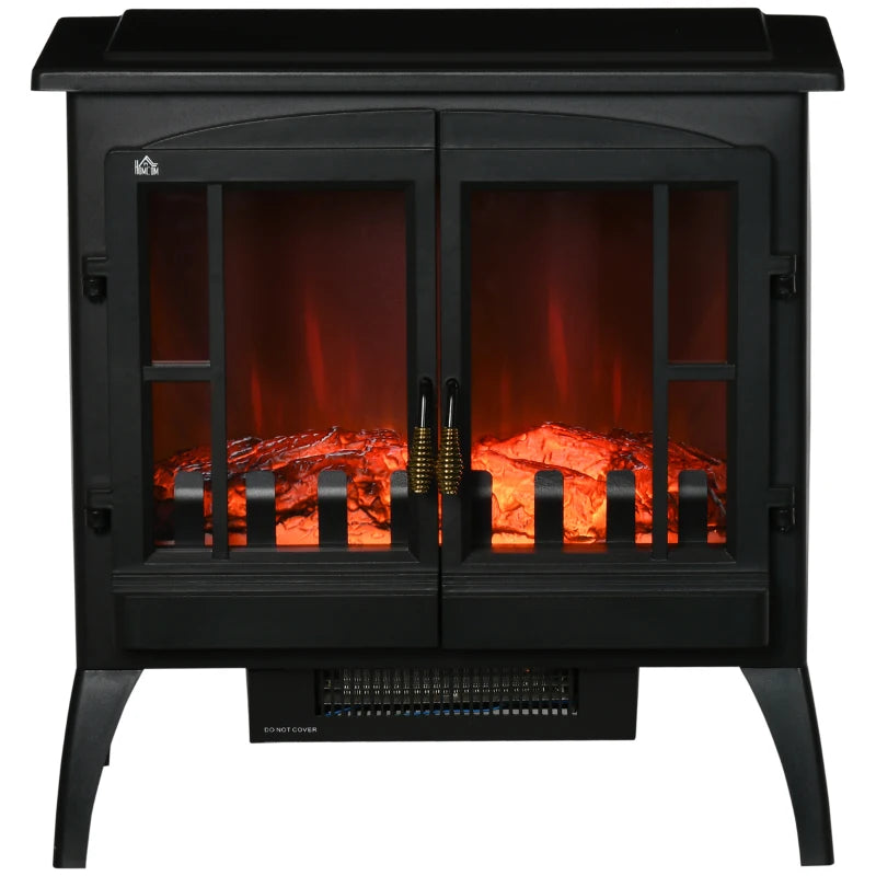 HOMCOM Electric Fireplace Heater with LED Flame Effect - Black