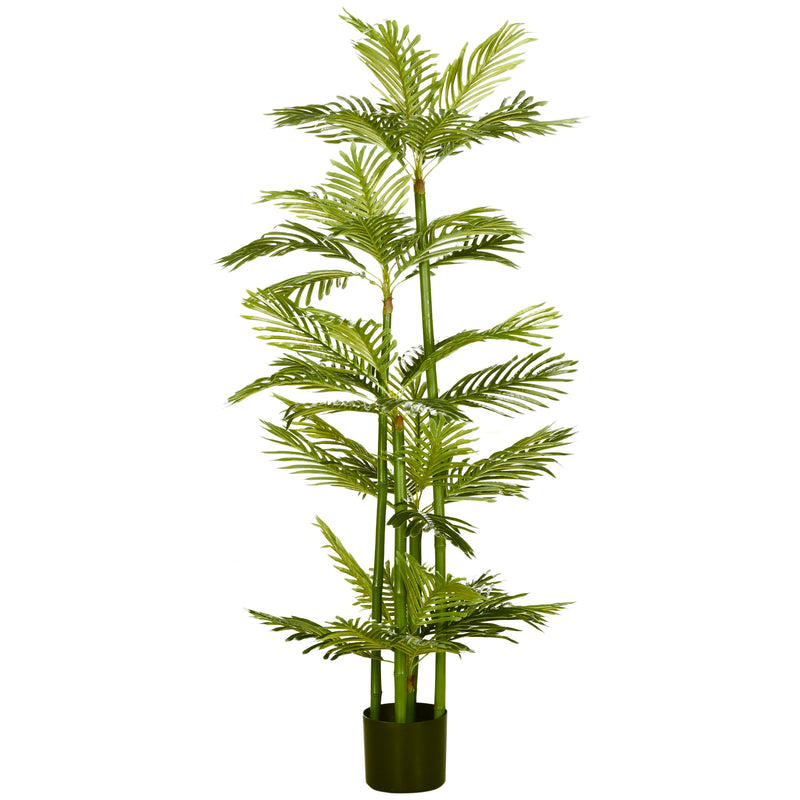 HOMCOM Artificial Plant Tropical Palm in Pot with 45 leaves, Potted Fake Plants for Home Indoor Outdoor Decor, 140 cm, Green