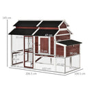 PawHut 207cm Wooden Chicken Coop Hen House