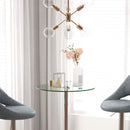 HOMCOM Round Bar Table for 2 People, High Pub Table with Tempered Glass Top