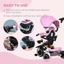 HOMCOM Baby Tricycle 7in1 Stroller with Handle - Pink