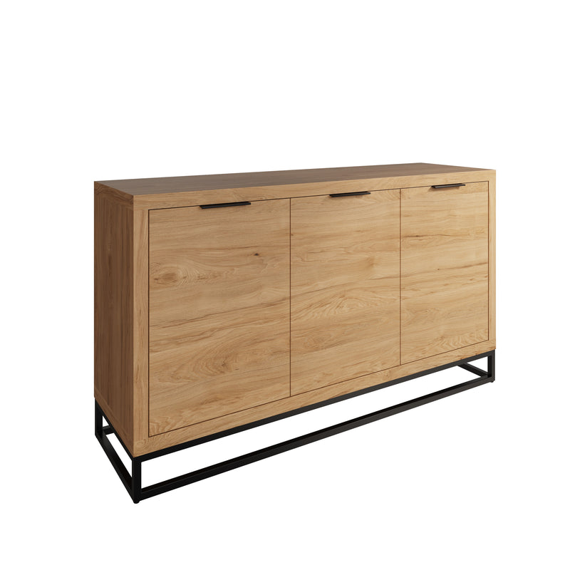 Sheffield Industrial Oak Sideboard with 3 Doors 140 x 40 x 80 cm