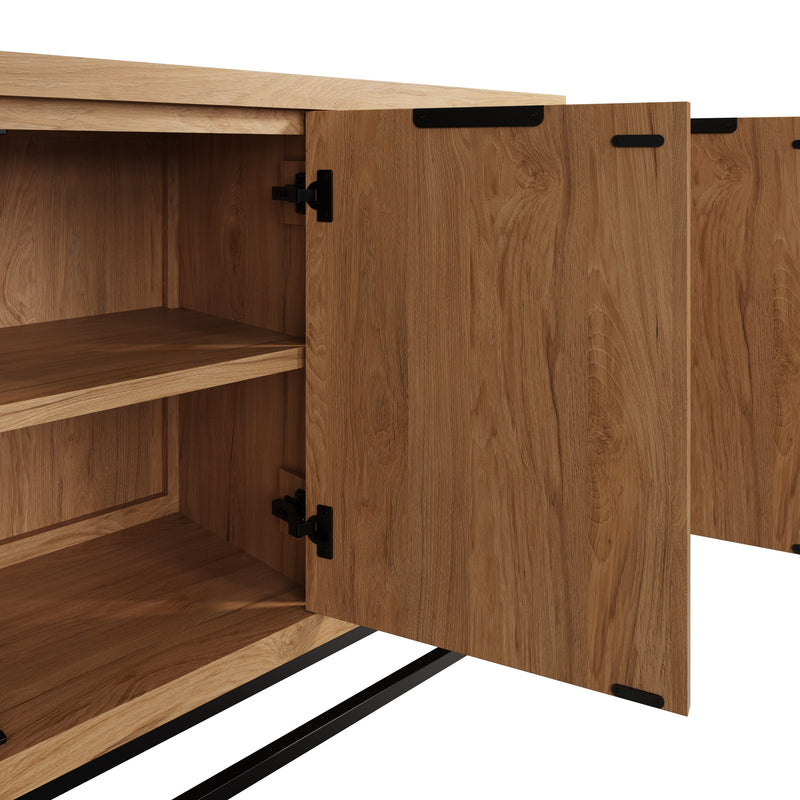 Sheffield Industrial Oak Sideboard with 3 Doors 140 x 40 x 80 cm
